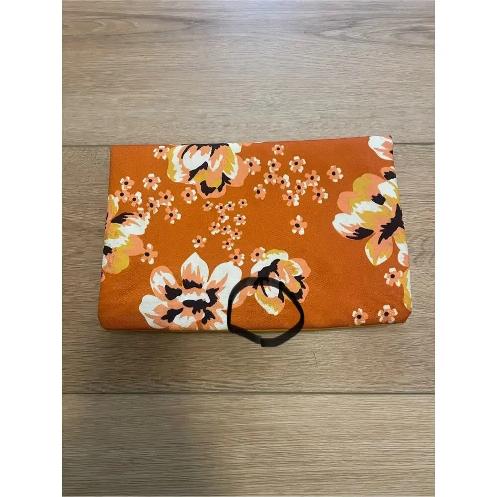 Rachel Rally Floral Fold-Over Clutch Purse Wristlet in Orange and Yellow #0193